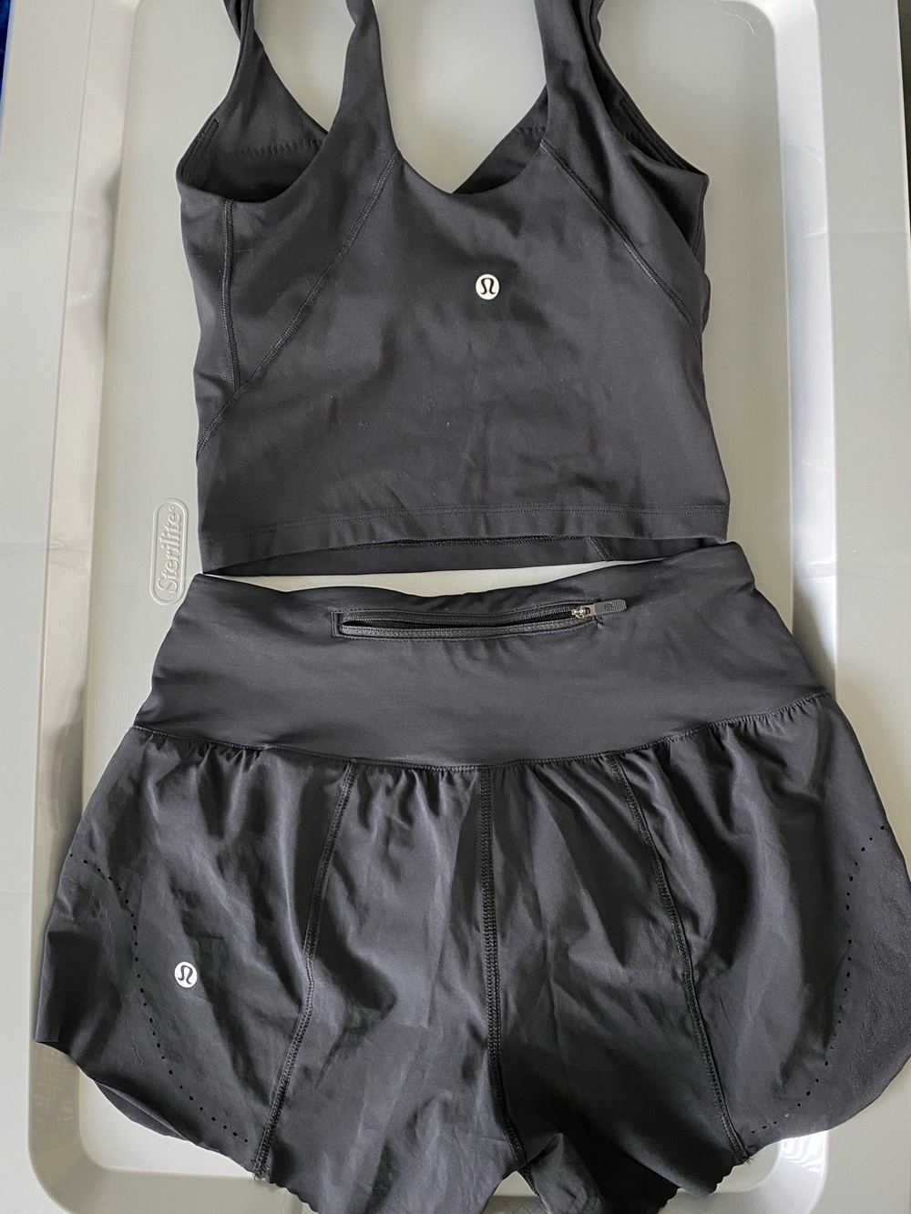 Lululemon align tank and smooth stride shorts black size 2 bundle